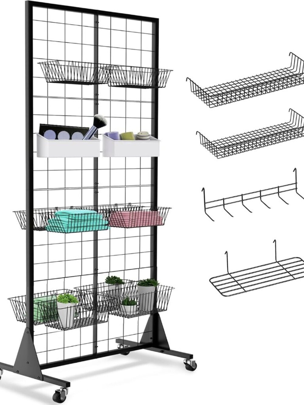 1-Pack Grid Wall Panels, 2' X 5.5' Ft Gridwall Panel Display Stand, Heavy Movabl